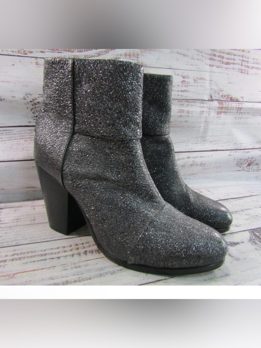 Rag & Bone Newbury Women’s Gray Textured Leather Ankle Zip Boot Size 11